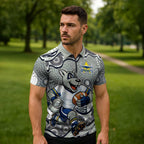 North Queensland Cowboys Zipper Polo Shirt Aboriginal Dot Pattern - Rugby Mascot Heritage Pride