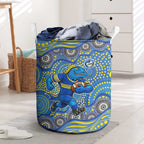Parramatta Eels Laundry Basket Aboriginal Dot Pattern - Rugby Mascot Heritage Pride