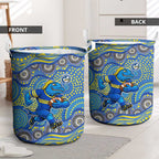 Parramatta Eels Laundry Basket Aboriginal Dot Pattern - Rugby Mascot Heritage Pride