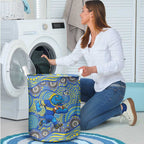 Parramatta Eels Laundry Basket Aboriginal Dot Pattern - Rugby Mascot Heritage Pride