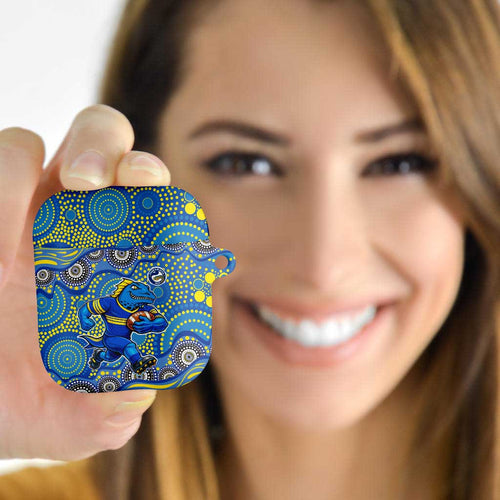 Parramatta Eels AirPods Case Aboriginal Dot Pattern - Rugby Mascot Heritage Pride