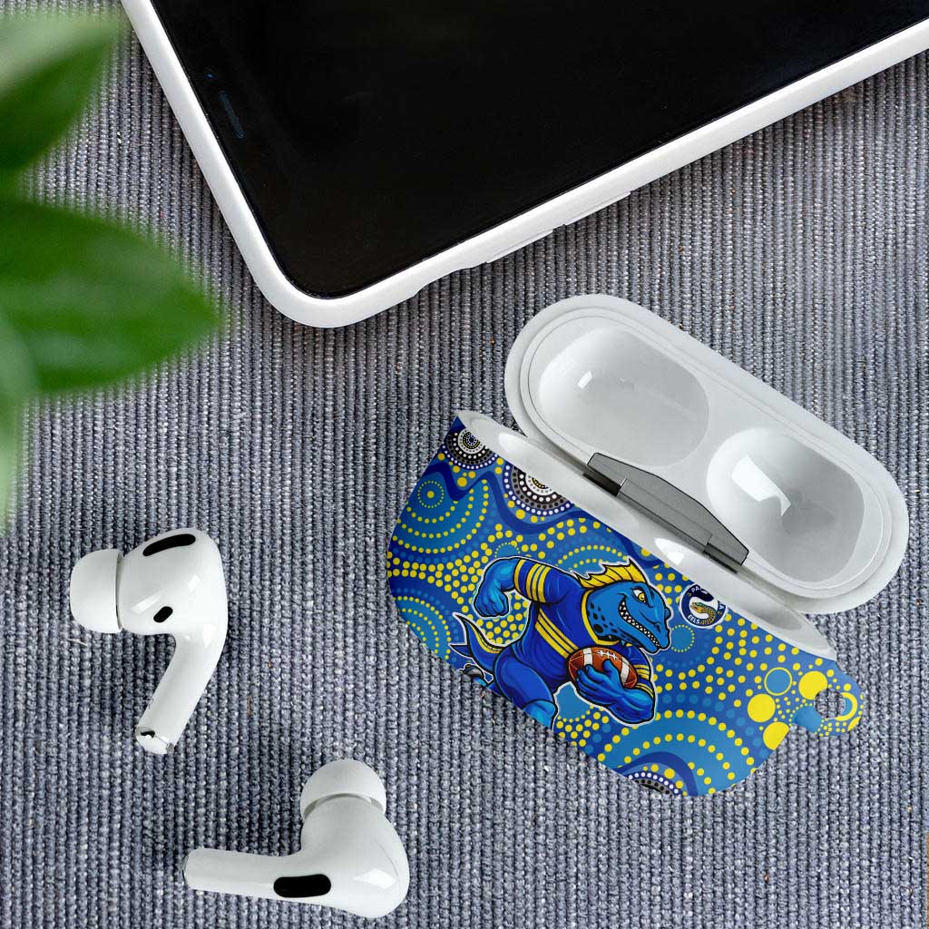 Parramatta Eels AirPods Case Aboriginal Dot Pattern - Rugby Mascot Heritage Pride