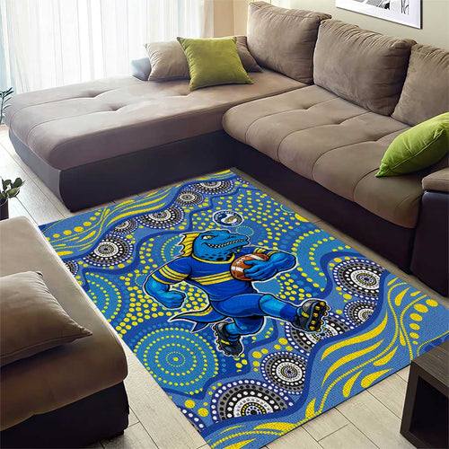 Parramatta Eels Area Rug Aboriginal Dot Pattern - Rugby Mascot Heritage Pride