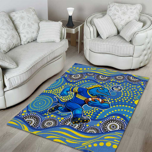 Parramatta Eels Area Rug Aboriginal Dot Pattern - Rugby Mascot Heritage Pride