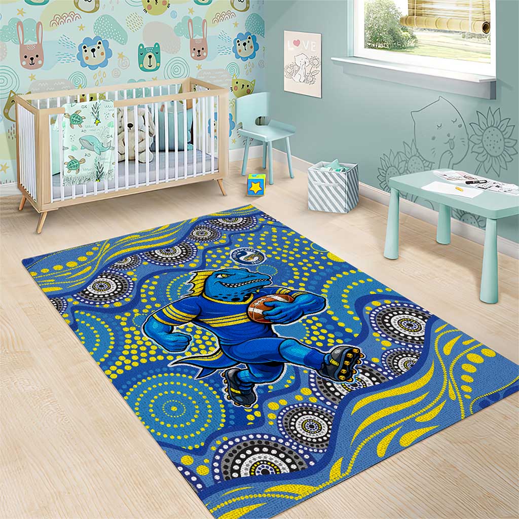 Parramatta Eels Area Rug Aboriginal Dot Pattern - Rugby Mascot Heritage Pride