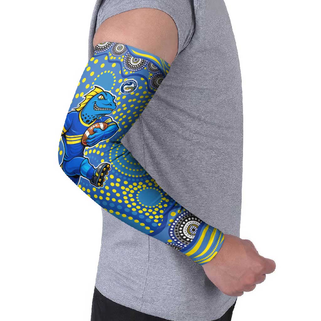 Parramatta Eels Arm Sleeves Aboriginal Dot Pattern - Rugby Mascot Heritage Pride