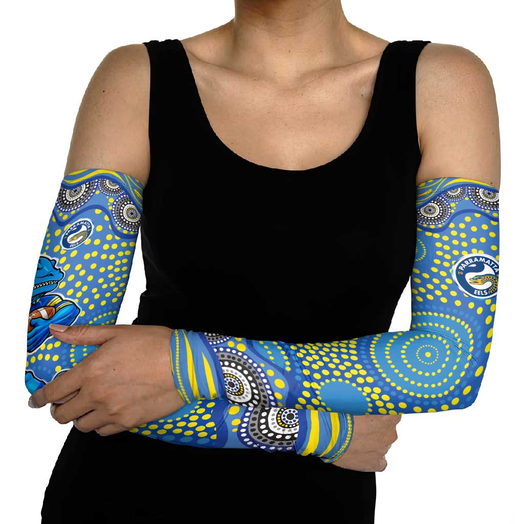 Parramatta Eels Arm Sleeves Aboriginal Dot Pattern - Rugby Mascot Heritage Pride