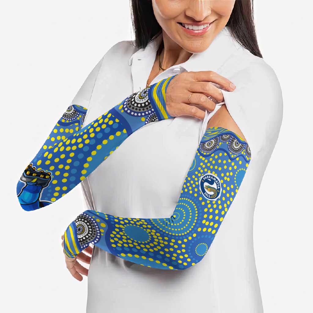 Parramatta Eels Arm Sleeves Aboriginal Dot Pattern - Rugby Mascot Heritage Pride
