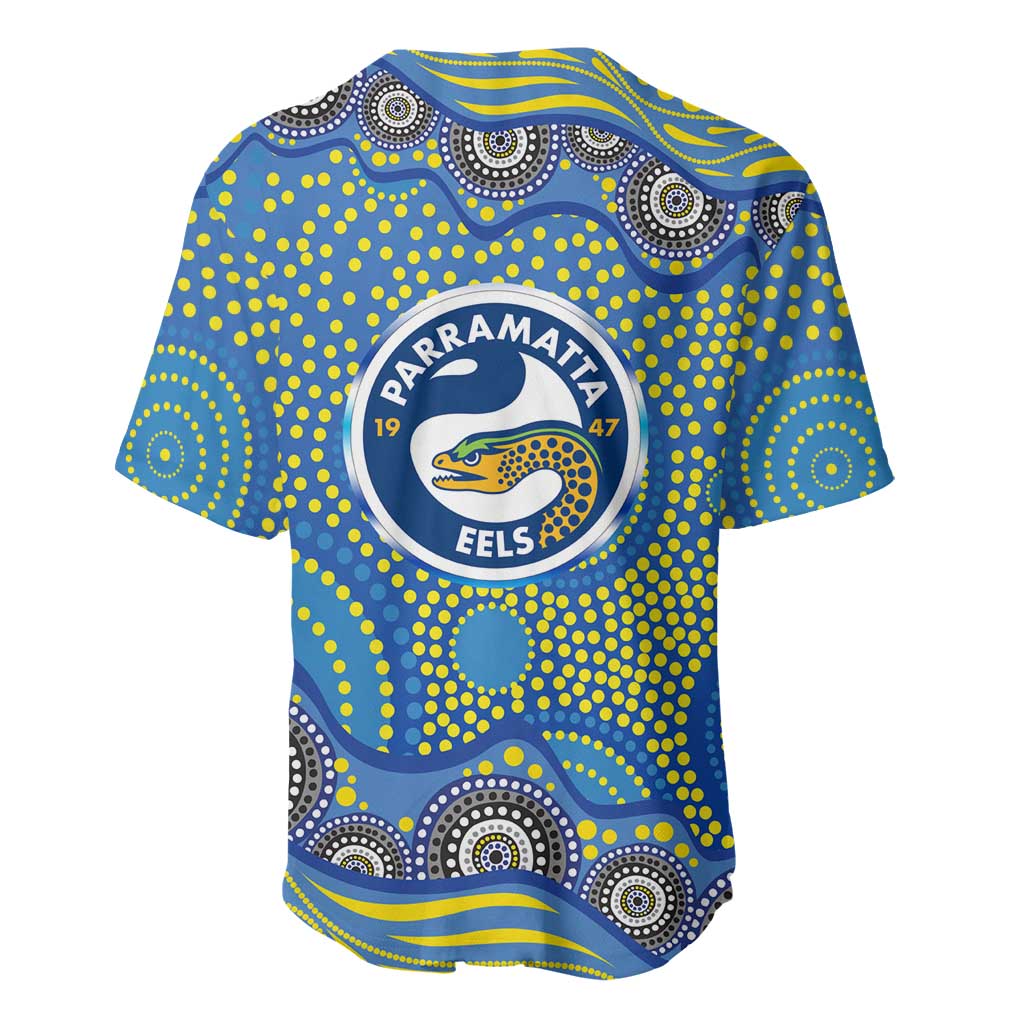 Parramatta Eels Baseball Jersey Aboriginal Dot Pattern - Rugby Mascot Heritage Pride
