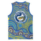Parramatta Eels Basketball Jersey Aboriginal Dot Pattern - Rugby Mascot Heritage Pride