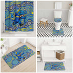 Parramatta Eels Bathroom Set Aboriginal Dot Pattern - Rugby Mascot Heritage Pride