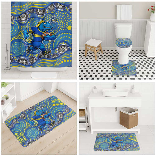 Parramatta Eels Bathroom Set Aboriginal Dot Pattern - Rugby Mascot Heritage Pride