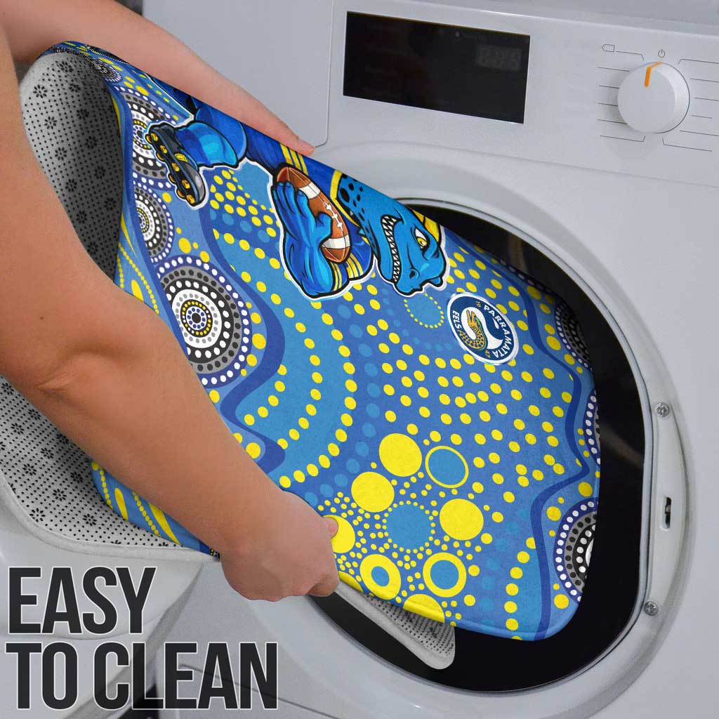 Parramatta Eels Bathroom Set Aboriginal Dot Pattern - Rugby Mascot Heritage Pride