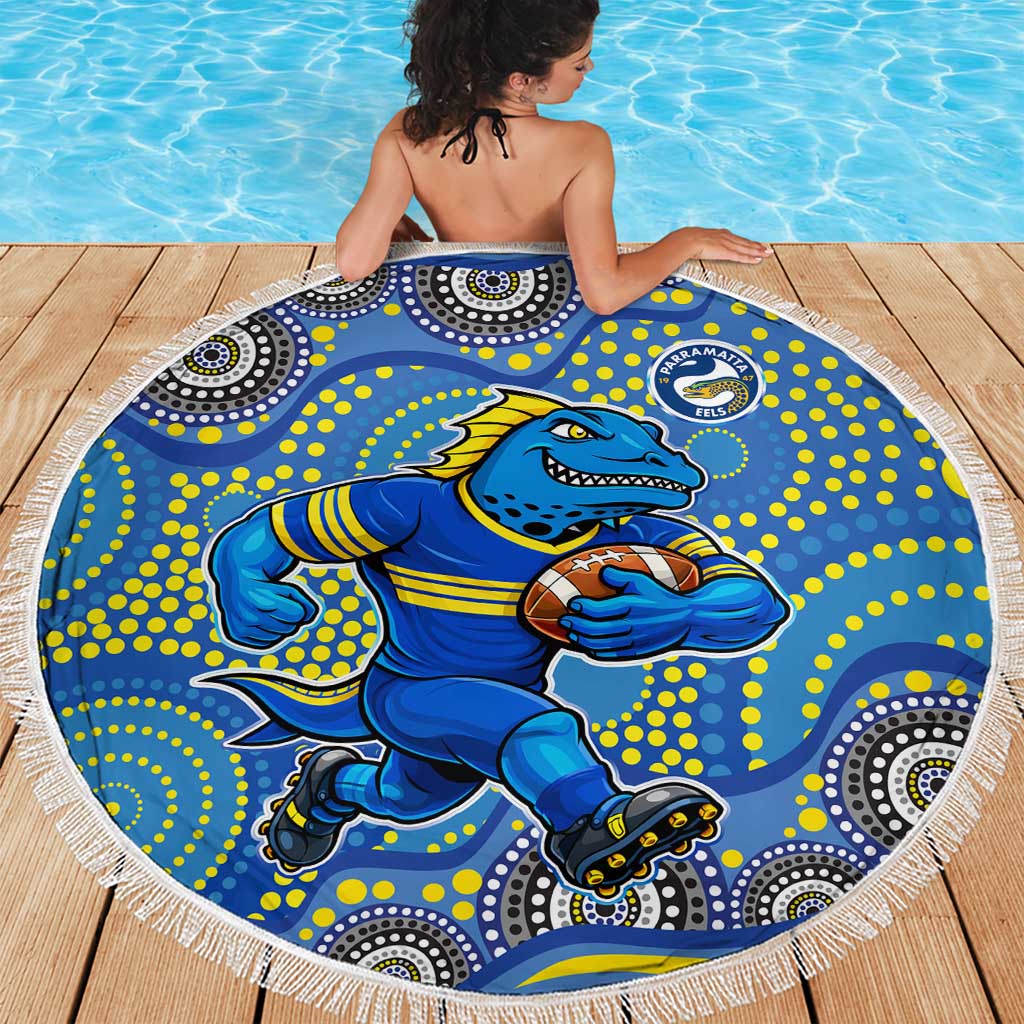Parramatta Eels Beach Blanket Aboriginal Dot Pattern - Rugby Mascot Heritage Pride
