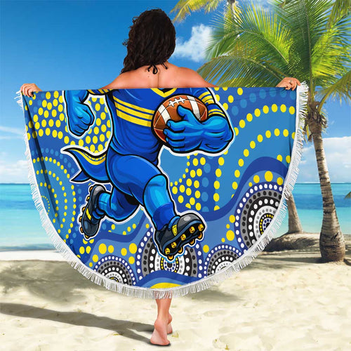 Parramatta Eels Beach Blanket Aboriginal Dot Pattern - Rugby Mascot Heritage Pride