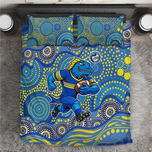 Parramatta Eels Bedding Set Aboriginal Dot Pattern - Rugby Mascot Heritage Pride