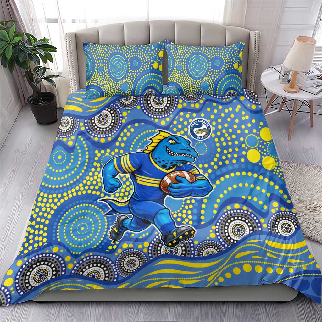 Parramatta Eels Bedding Set Aboriginal Dot Pattern - Rugby Mascot Heritage Pride