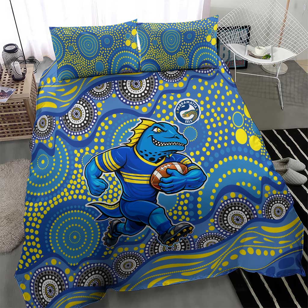 Parramatta Eels Bedding Set Aboriginal Dot Pattern - Rugby Mascot Heritage Pride