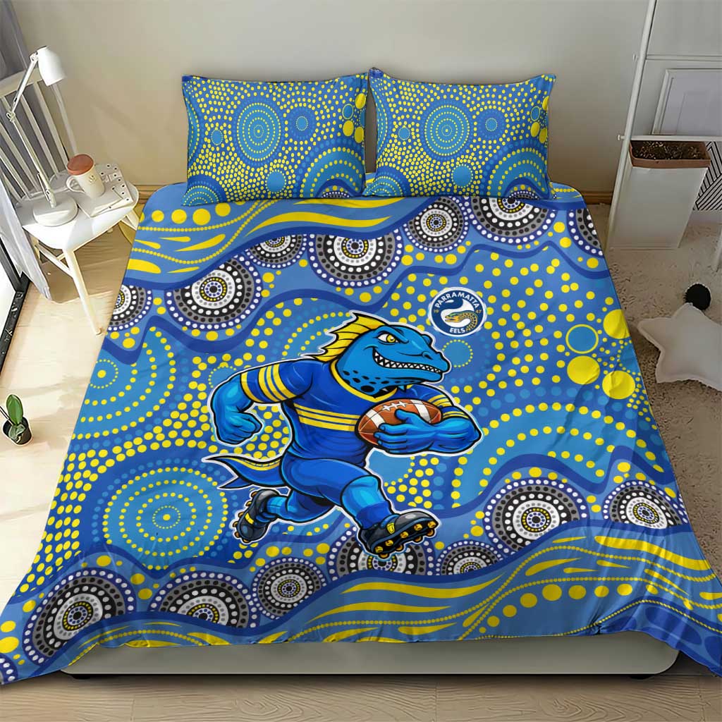 Parramatta Eels Bedding Set Aboriginal Dot Pattern - Rugby Mascot Heritage Pride