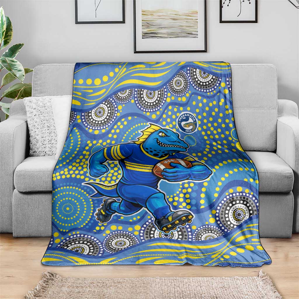 Parramatta Eels Blanket Aboriginal Dot Pattern - Rugby Mascot Heritage Pride