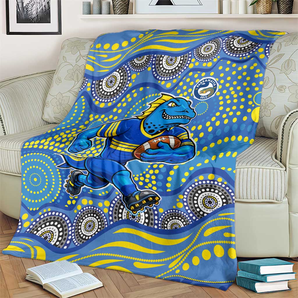 Parramatta Eels Blanket Aboriginal Dot Pattern - Rugby Mascot Heritage Pride