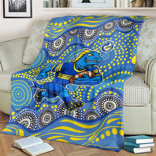 Parramatta Eels Blanket Aboriginal Dot Pattern - Rugby Mascot Heritage Pride