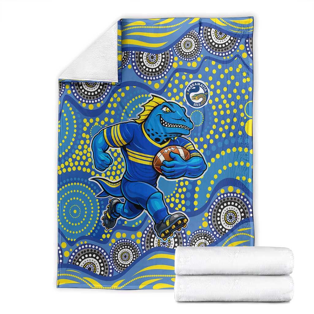 Parramatta Eels Blanket Aboriginal Dot Pattern - Rugby Mascot Heritage Pride