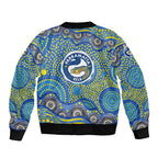 Parramatta Eels Bomber Jacket Aboriginal Dot Pattern - Rugby Mascot Heritage Pride