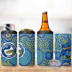 Parramatta Eels 4 in 1 Can Cooler Tumbler Aboriginal Dot Pattern - Rugby Mascot Heritage Pride