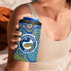 Parramatta Eels 4 in 1 Can Cooler Tumbler Aboriginal Dot Pattern - Rugby Mascot Heritage Pride