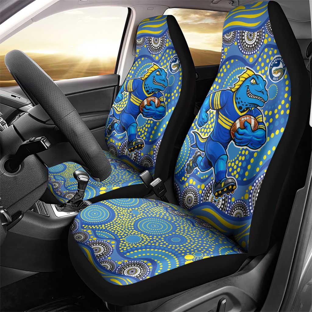 Parramatta Eels Car Seat Cover Aboriginal Dot Pattern - Rugby Mascot Heritage Pride