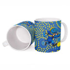 Parramatta Eels Ceramic Mug Aboriginal Dot Pattern - Rugby Mascot Heritage Pride