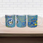 Parramatta Eels Ceramic Mug Aboriginal Dot Pattern - Rugby Mascot Heritage Pride