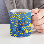 Parramatta Eels Ceramic Mug Aboriginal Dot Pattern - Rugby Mascot Heritage Pride