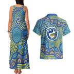 Parramatta Eels Couples Matching Tank Maxi Dress and Hawaiian Shirt Aboriginal Dot Pattern - Rugby Mascot Heritage Pride