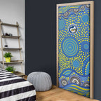 Parramatta Eels Door Cover Aboriginal Dot Pattern - Rugby Mascot Heritage Pride