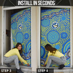 Parramatta Eels Door Cover Aboriginal Dot Pattern - Rugby Mascot Heritage Pride