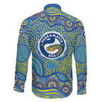 Parramatta Eels Family Matching Mermaid Dress and Hawaiian Shirt Aboriginal Dot Pattern - Rugby Mascot Heritage Pride