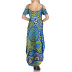 Parramatta Eels Family Matching Summer Maxi Dress and Hawaiian Shirt Aboriginal Dot Pattern - Rugby Mascot Heritage Pride