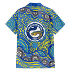 Parramatta Eels Family Matching Tank Maxi Dress and Hawaiian Shirt Aboriginal Dot Pattern - Rugby Mascot Heritage Pride