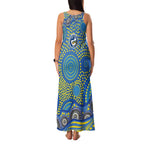 Parramatta Eels Family Matching Tank Maxi Dress and Hawaiian Shirt Aboriginal Dot Pattern - Rugby Mascot Heritage Pride