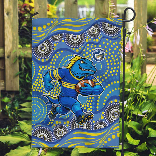 Parramatta Eels Garden Flag Aboriginal Dot Pattern - Rugby Mascot Heritage Pride