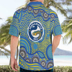 Parramatta Eels Hawaiian Shirt Aboriginal Dot Pattern - Rugby Mascot Heritage Pride
