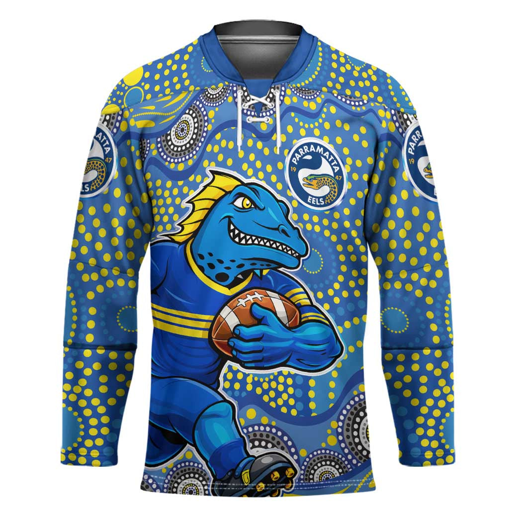 Parramatta Eels Hockey Jersey Aboriginal Dot Pattern - Rugby Mascot Heritage Pride