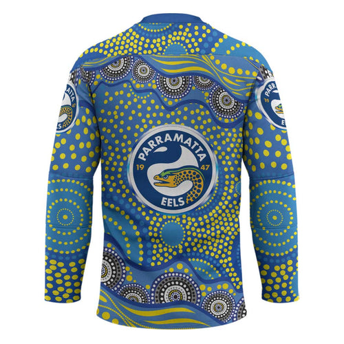 Parramatta Eels Hockey Jersey Aboriginal Dot Pattern - Rugby Mascot Heritage Pride