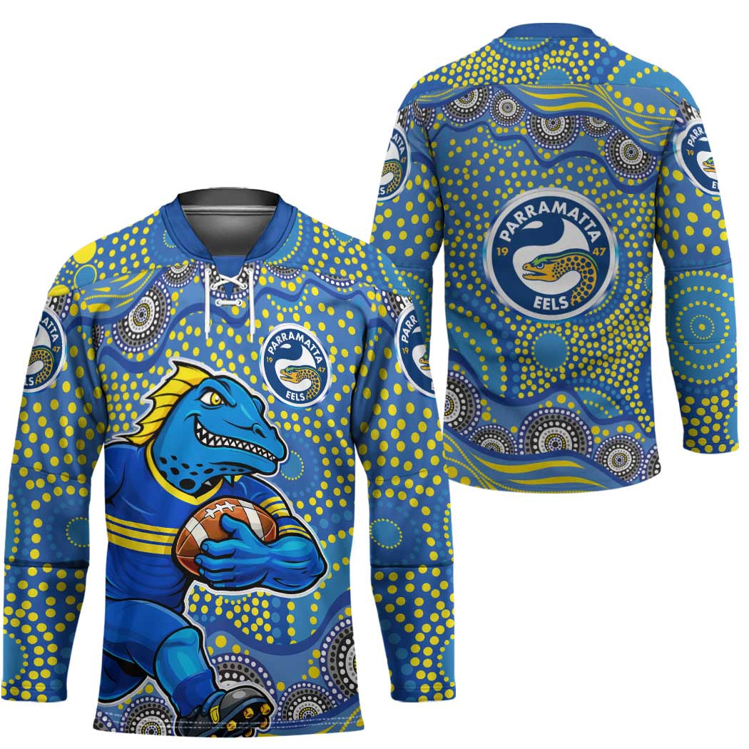Parramatta Eels Hockey Jersey Aboriginal Dot Pattern - Rugby Mascot Heritage Pride