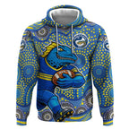 Parramatta Eels Hoodie Aboriginal Dot Pattern - Rugby Mascot Heritage Pride