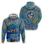 Parramatta Eels Hoodie Aboriginal Dot Pattern - Rugby Mascot Heritage Pride
