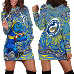 Parramatta Eels Hoodie Dress Aboriginal Dot Pattern - Rugby Mascot Heritage Pride