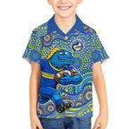 Parramatta Eels Kid Hawaiian Shirt Aboriginal Dot Pattern - Rugby Mascot Heritage Pride